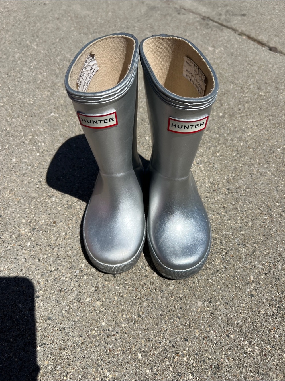 Hunter Silver Metallic Kids' Rain Boots